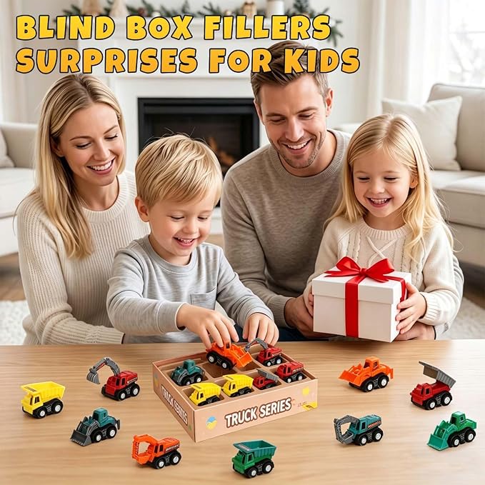 Small Construction Vehicles Toy Cars for Toddlers 1-3, Mini Pull Back Cars Trucks for Toddlers 2-4, Birthday Party Favors Kids 3-5, Goodie Bag Stuffers Boy Potty Training Prizes Sensory Bin Toys (6)