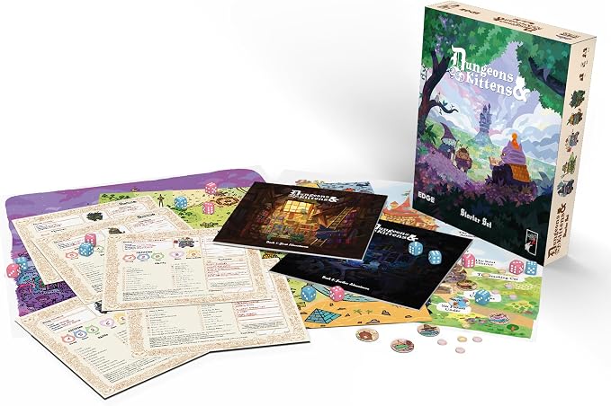 Dungeons & Kittens Roleplaying Game Starter Set | Animal Fantasy RPG in a Wholesome Post-Apocalyptic Medieval World for Family, Kids & Adults, Ages 8+, 2-6 Players, 90 Mins