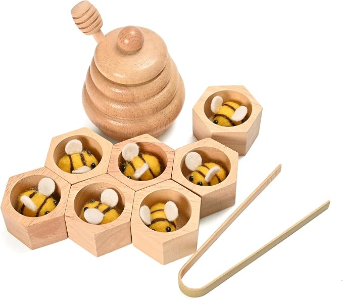 Sorting Stacking Wooden Toys for Toddlers, Wood Bee Hive | Montessori Toys for Toddlers, Sensory Bin Tool Toy, Fine Motor Skill Tactile Toy, Early Learning Educational Gift for Kids
