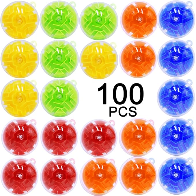 100PCS Brain Teaser Puzzle Ball Fidget Toys Bulk, Mini 3D Maze Balls Puzzles Games Party Favors for Kids 4-8 8-12,Classroom Prizes Stocking Stuffers for Boy Girl Gifts Easter Carnival Birthday Goodie