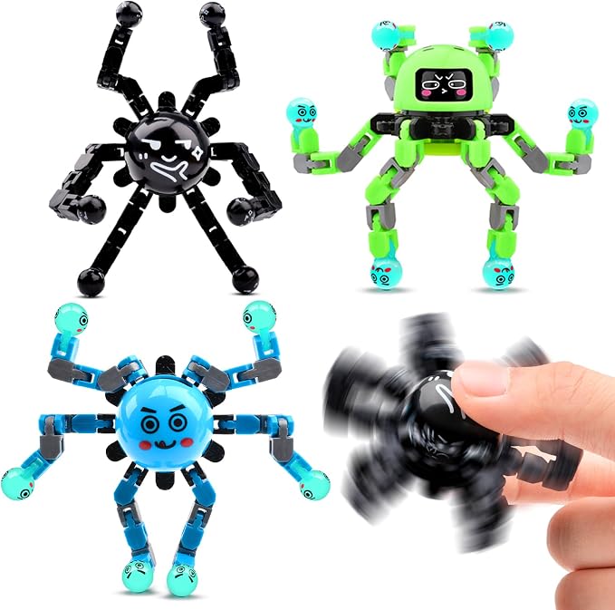 Transformable Fidget Spinner Toys for Kids and Adults,3 Pcs Travel Toys for Boys Girls Sensory Toy ADHD Stress Relief Toy,Party Favors Birthdays Gifts for Teens Road Trip Travel Essentials