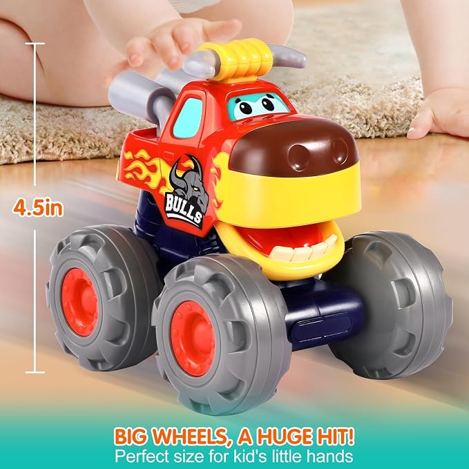 Toy Cars for 1-3 Year Old, 3PCS Animal Monster Truck, 1 Year Old Boy Gifts | Baby Toys 12-18 Months, Animal Kids Toy, Christmas & Birthday Gifts, Pull Back Car with Big Wheel, Crocodile Bull Leopard