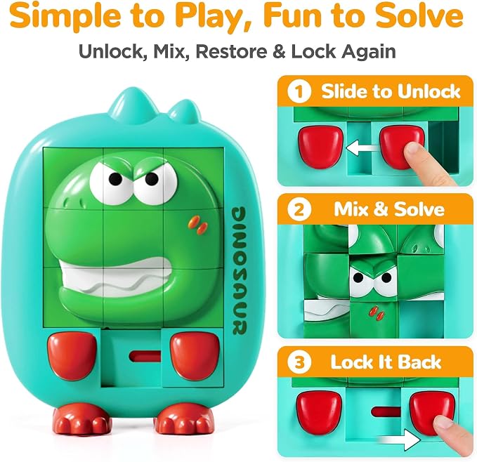 iPlay, iLearn Toddler Slide Puzzle Game, Logic Puzzle Toys for Kids Age 5-7 | Educational Learning STEM Animal Toys, Fun Travel Handheld Activity, Roadtrip Birthday Gift for 3 4 6-8 Yr Child Boys Girls