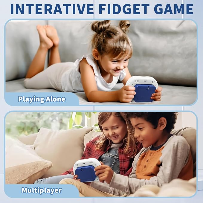 Intoypad Quick Push Pop Game Light Up Fidget Toy for Kids Lightblue | 6 Modes LED Screen Quick Push Pop Game Controller Electric Fidget Popper Game Bubble Game Birthday Gifts Toys for Kids Boys
