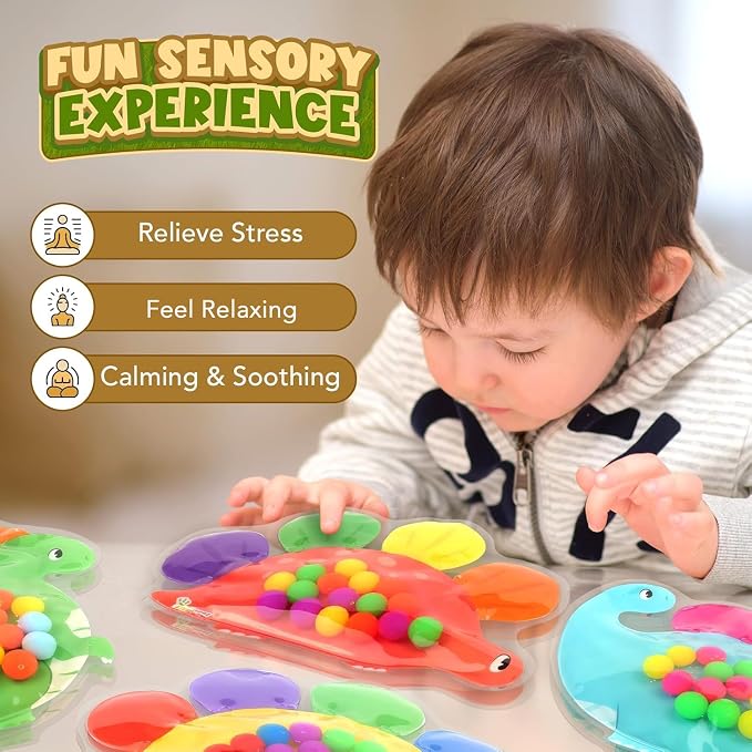 Dinosaur Color Sorting Sensory Toy, Roadtrip Travel Essenstial for Toddler | Fine Motor Games Boys Toys, Dementia Autistic Gift Quiet Fidget for Classroom Preschool Learning Activities for Kid Toddler