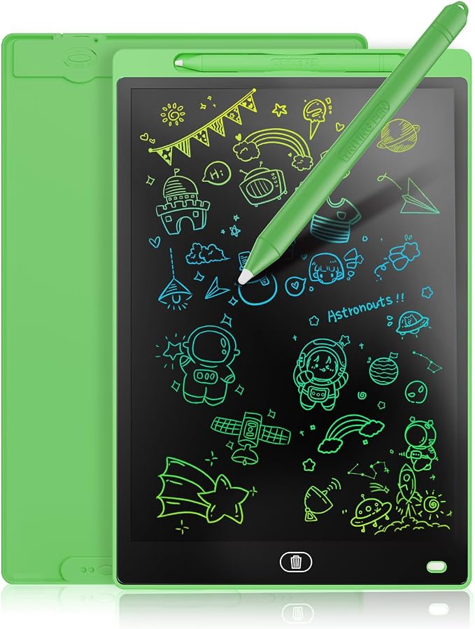 Genialba LCD Writing Board 8.5 Inches, Colourful Electronic Tablet, Portable Erasable Drawing Board, Graphic Tablet for Children's Games 3 4 5 6 7 Year Old Kid Boys Girls (Green)