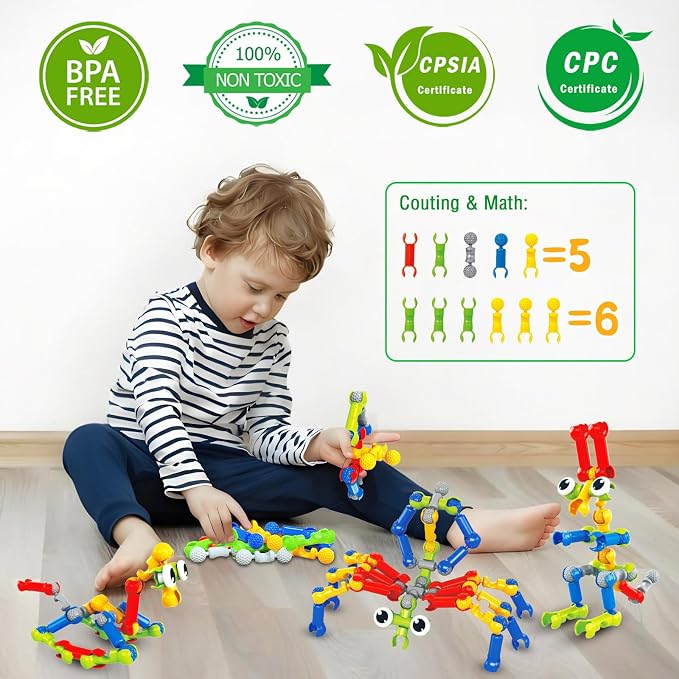 STEM Toys for 3 4 5 6 7 8+ Year Old Boy Birthday Gift, Boys Toy Age 4-6 6-8 | 142 Pcs Building Toys Construction Set, Classroom Learning Creative Activities Boy Toy 5-7 8-10, STEM Kits with Storage Box