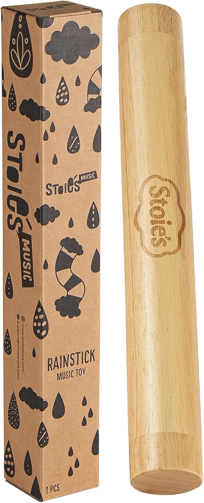 Stoie's 13.8" Wooden Rainstick - Support Auditory Memory, Coordination and Fine Motor Skills - Soft, Calming Sound for Relaxation - Lightweight and Portable - Durable, Kid-Safe Materials
