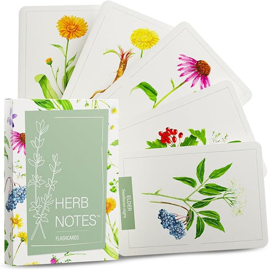 Herb Notes Plant Identification Cards, 48 Illustrated Botanical Flash Cards | Herb Cards for Plant Identification, Nature Study & Classroom Learning, Compatible with Learning Herbs Wildcraft! Board Game