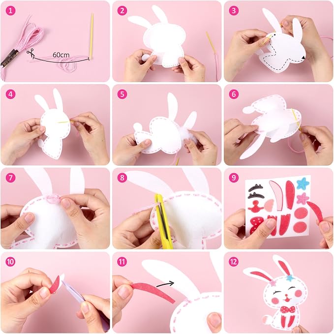 Sewing Kit for Kids, 10 Easy DIY Project of Stuffed Animal with Instruction | Funtopia Beginners Sewing Toys and Birthday Gift for Girls Boys, Felt Arts and Crafts for Kids Ages 5-8 8-12