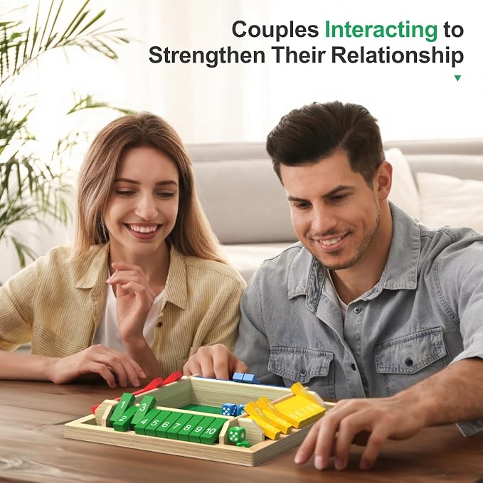 Shut The Box Game Wooden Math Dice Board Game 2-4 Players | Board Game for Family Nights, Classrooms, Bars, Parties & Travel, Ideal Birthday & Christmas Gift for Kids, Adults & Seniors