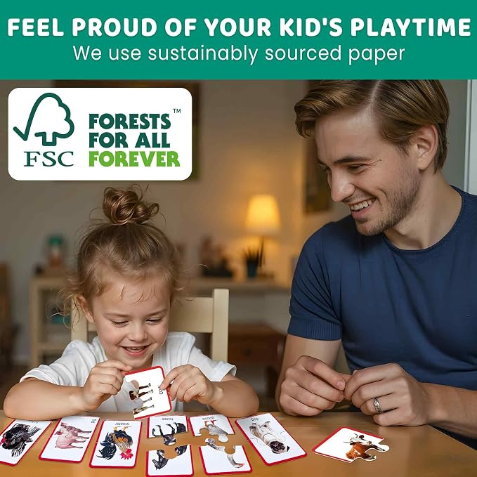 Puzzles for Kids Ages 2-4 - 16 Matching Kids Puzzles Ages 3-5 | 100% Self-Correcting Educational Puzzles with 16 Realistic Farm Animals - 32 Pieces Memory Matching Games for Boys and Girls