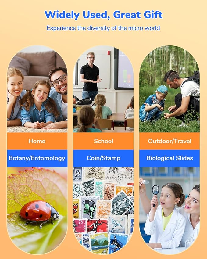 JL113 Digital Microscope Handheld with 2.8" Screen, 1080P Video | Anti-Shake, Portable Coin Magnifier Camera, USB Output, 900mAh battery, 8 LED Lights, PC View, 32GB, for Kids Adults