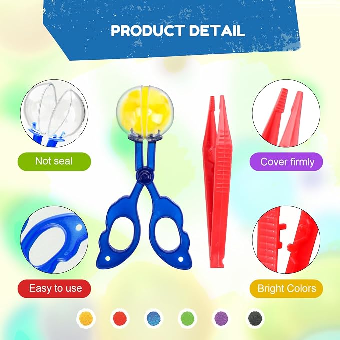 114 PCS Fine Motor Skills Sensory Bin Filler | ncludes 10 Sorting Bowls, 100 Pom Poms, 2 Tweezers, 2 Scooper Scissors for Kids Early Education, Counting Sorting Training De