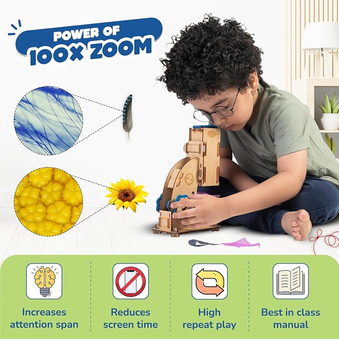 Smartivity DIY Microscope 100x Zoom STEM Toy for Kids 8-14 | Real Working Microscope | STEM Science Kit for Students | Birthday Gift for Boys & Girls Ages 8-14 Years