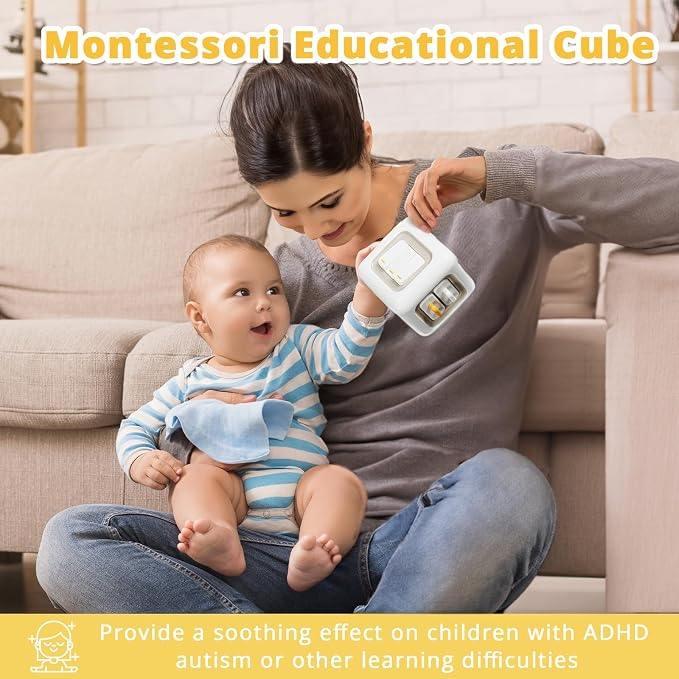 SOCBTNSO Montessori Busy Cube Travel Toy for Toddlers | Learning Fine Motor Skills, 1st Birthday Gifts for 1 Year Old Boy, 6 9 12 Months Baby