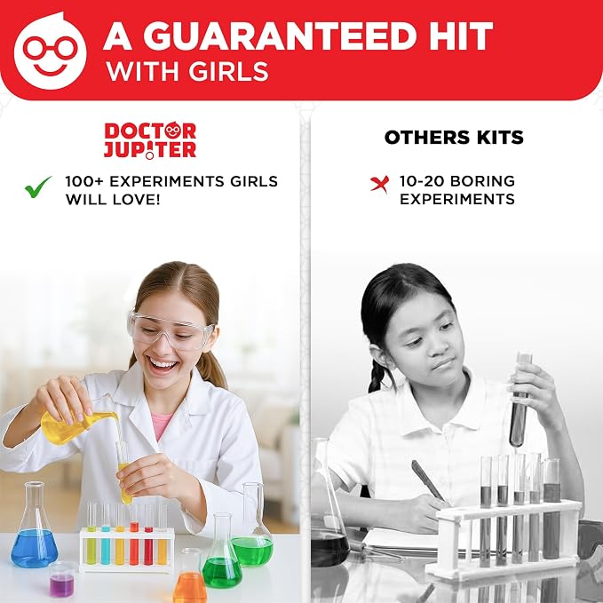 Doctor Jupiter Girls' Super Science Experiments Kit for Kids Ages 8+ | Science Kits for Kids Ages 8-12, Birthday Gift Ideas for Girls 8, 9, 10, 11, 12 Year Olds, STEM Educational Toys