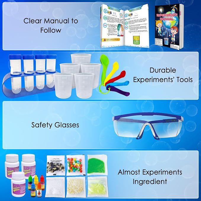 200+ Science Experiments Kit for Kids, Science Project Lab | Volcano Toys Birthday Gifts for Boys & Girls, Chemistry Set, Gemstone S.T.E.M Educational Learning Activities