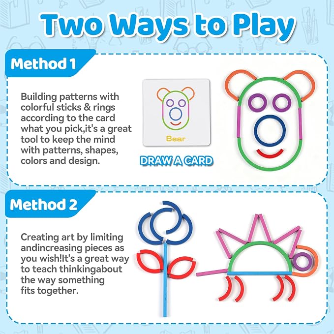 STEM Montessori Puzzle Toy for Kids– Creative Shape Matching & Ring Stacking Set, Hands-On Learning Educational Game for Fine Motor Skills, Preschool Classroom Essentials Ages 3-6