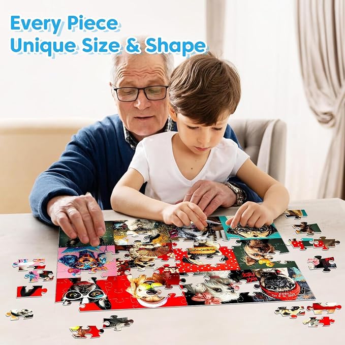 4-Pack 100 Piece Puzzles for Kids Ages 4-6 6-8 8-10 - Popsicles Unicorn Princess Cats Dogs Puzzle for Girls 4-6 Years Old 100 Piece Jigsaw Puzzle for Adults Toddler Children Learning Educational Toys