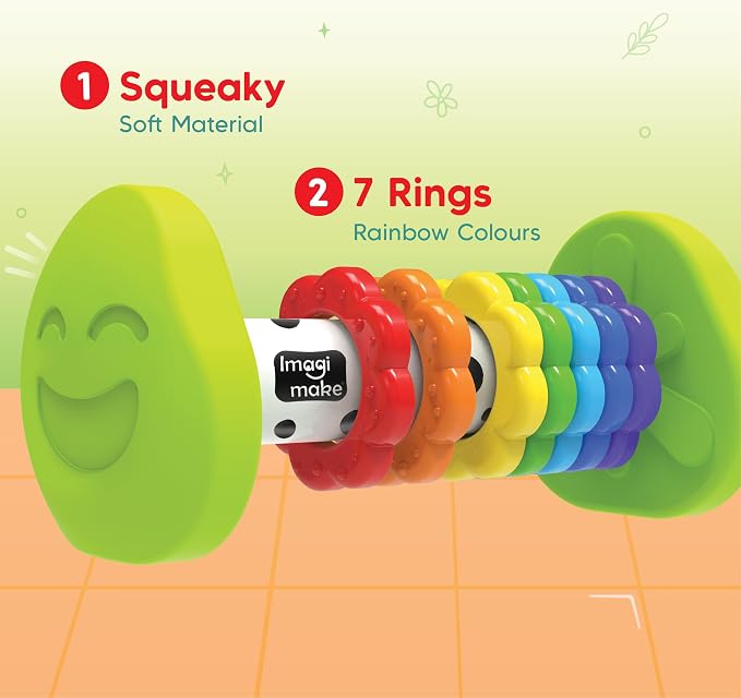 Imagimake Leaps & Bounds - Tummy Time Roller, Sensory Toy, Ages 3 Months+ | Early Learning Sensory Toy, Encourage Crawling, Motor Skills & Sensory Play, Gift for Babies Ages 3,4,5,6,7,8,9 Months