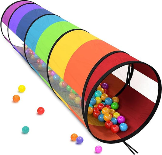Playz Kids Play Tunnel Toys for Toddlers 1-3, Large 21" Rainbow Pop Up | Baby Tunnel for Kids to Crawl Through, Indoor & Outdoor Toddler Tunnel for Babies, Cat, Dog, Pet Crawling Tunnel w Carry bag