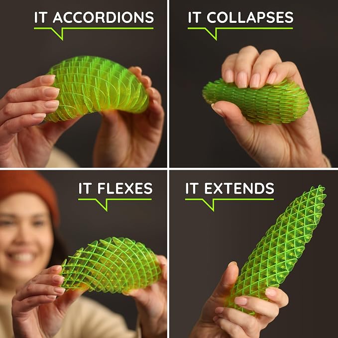 Morf Worm 3D Sensory Figgy Fidget Toy, Green, Small | Quiet Fidget Toy: Sensory Figgy toy for focus and stress relief; satisfying tactile play for classrooms, desks, and travel