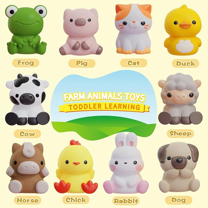 Learning Toys for 1 2 3+ Year Old Toddlers, 20pcs Farm Animals Barn Toys | Finger Puppets for Kids,Montessori Counting Matching & Color Sorting Toy,Easter Christmas Birthday Gift for Baby Boys Girls