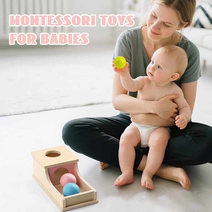 Montessori Toys for 1 Year Old, Wooden Object Permanence Box for Babies | 9 Month Old Baby Toys, Preschool Infant Toys 6-12 Months Developmental, Cause and Effect Ball Drop Toy