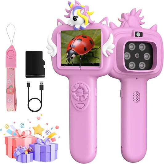 Outdoor Portable Kids Microscope: Handheld Microscope Auto Focus | Pocket 1000x Hand Held Microscope, Magnifying Camera for Travel, 3.5H Rechargeable Battery 6 LEDs, Anytime Exploration