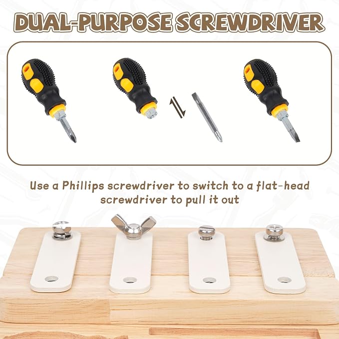 Busy Board,Montessori Screwdriver Board for Kids,Montessori Fine Motor Skills Toy, Screwd Tool Set, Sensory Toy for Toddlers,Educational Activity Set for Educational Preschool Gift for Boys