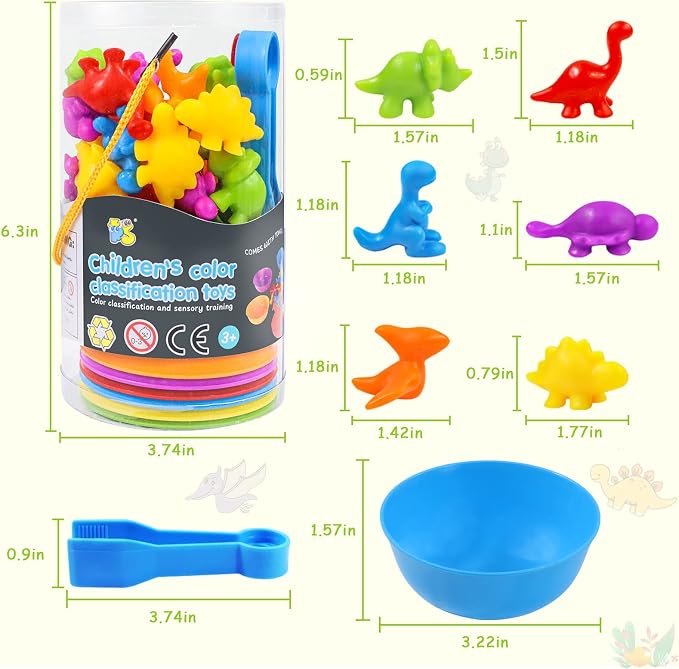 TSYAN Counting Toys Matching Game for Kids with Sorting Bowls Sensory Toys Color Classification Game Set Early Learning Preschool Montessori Educational Toy