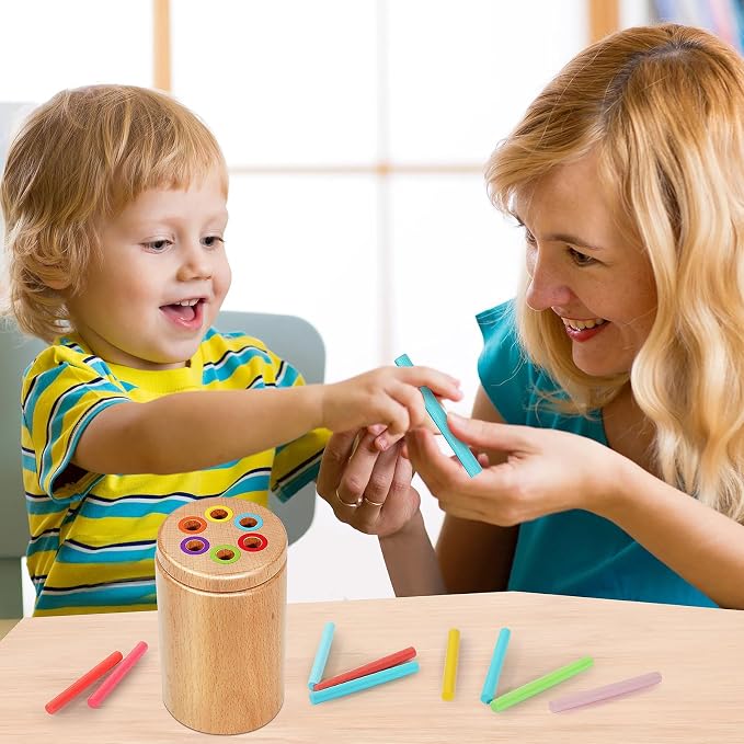 Montessori Toys for 1-3 Year Old, Travel Toys for Toddlers Wooden Color Sorting Stacking Toy for 18+ Month Old Boys Girls Learning Gift for 2-4 Year Old Kids Christmas Birthday Stocking Stuffers