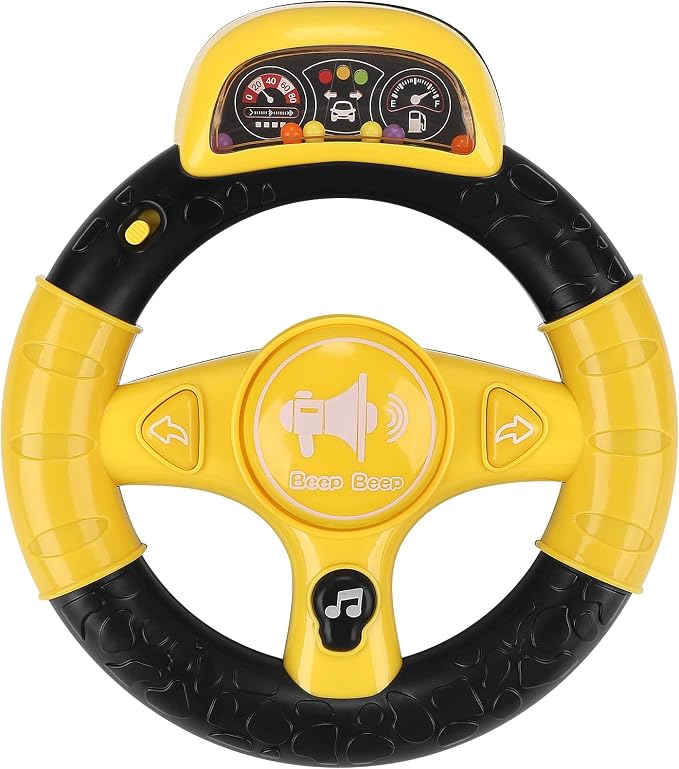 Accmor Upgraded Steering Wheel Toy for Stroller Shopping Carts, Music Sound Simulated Steering Wheel Toy, Universal Detachable Funny Pretend Driving Toy Accessories for Stroller Shopping Carts