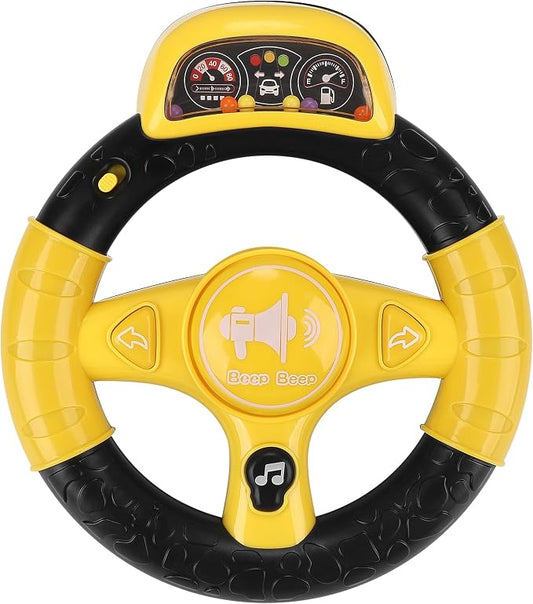 Accmor Upgraded Steering Wheel Toy for Stroller Shopping Carts, Music Sound Simulated Steering Wheel Toy, Universal Detachable Funny Pretend Driving Toy Accessories for Stroller Shopping Carts