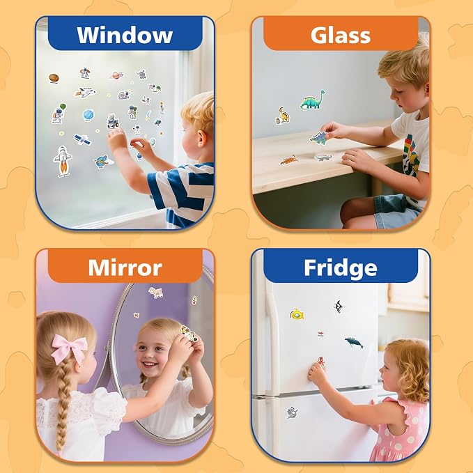 3 Sets of Reusable Jelly Stickers Books - Jelly Sticker Books for Kids - Airplane and Car Travel Toys Educational Gifts for Boys and Girls（Vehicles+Farm+Space）