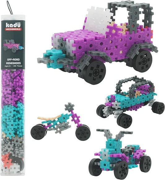 KADÜ Mechanicals 300 Piece Off-Road Purple Kids Age 6+ Building Blocks | Creative Mini Sensory Construction Puzzle tiles - Open Ended Play Gift Boys + Girls - Classroom Homeschool Manipulatives