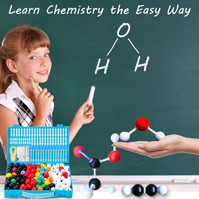EXBEPE Organic Chemistry Molecular Model Kit 206pc Middle,High School Supplies, Educational Science Set Gift for Student to Learn Structure and Reactions