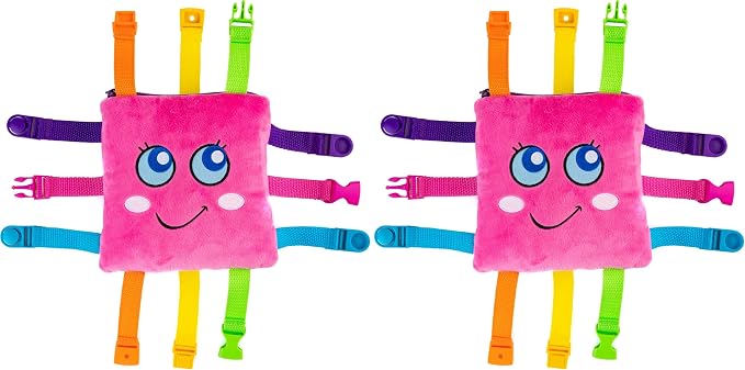 Buckle Toys - Bella Square - Learning Activity Toy - Develop Motor Skills and Problem Solving - Easy Travel Toy Perfect Car Travel Accessories for Long Trips (Pack of 2)