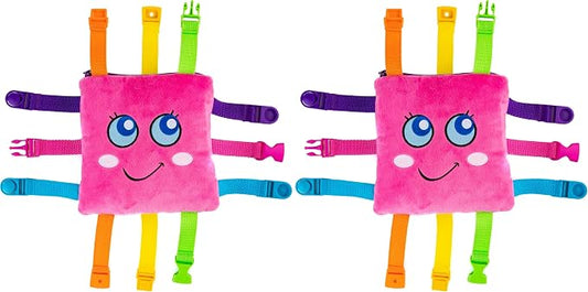 Buckle Toys - Bella Square - Learning Activity Toy - Develop Motor Skills and Problem Solving - Easy Travel Toy Perfect Car Travel Accessories for Long Trips (Pack of 2)