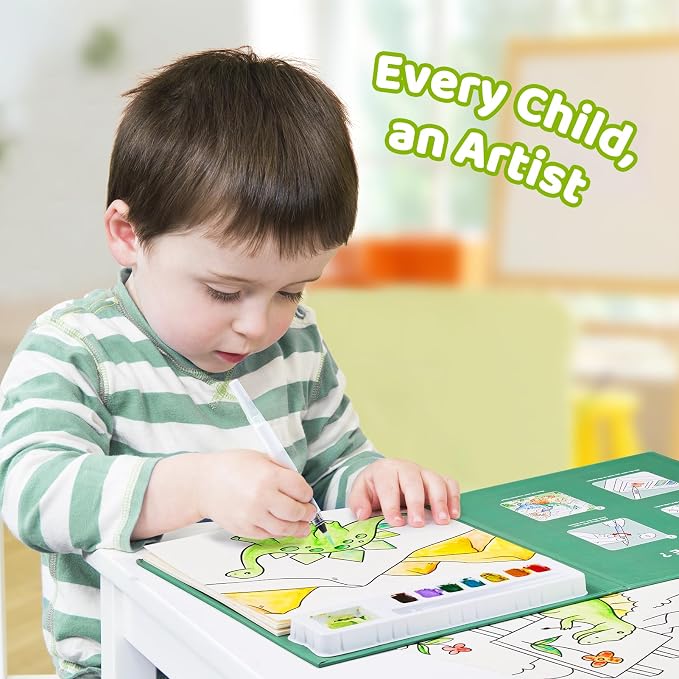 JoyCat Paint with Water Coloring Books for Toddlers (Dinosaur & Vehicle) | Watercolor Painting Set for Kids Ages 3-5 & 4-8, Arts & Crafts Drawing Activity Travel Toy, Birthday Gifts for Boys & Girls
