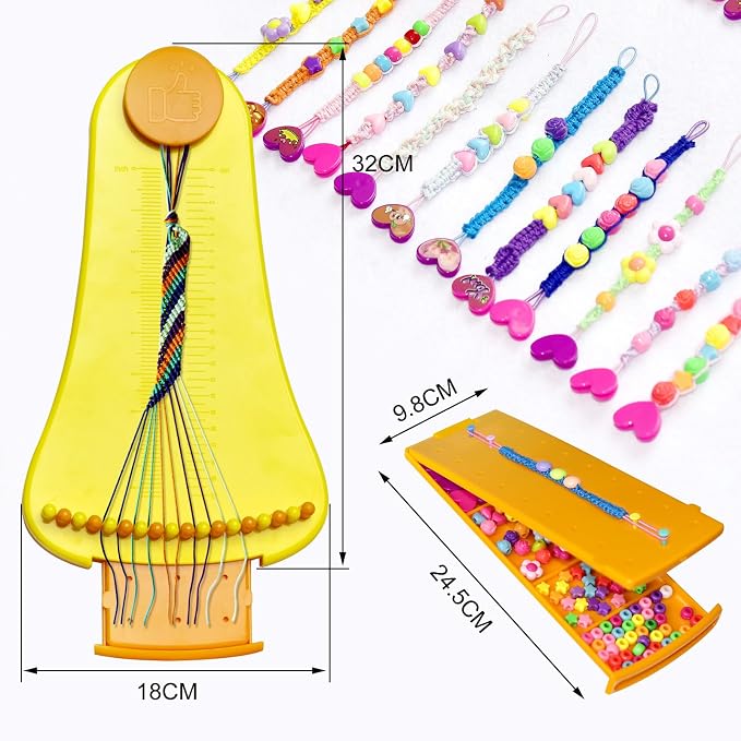Friendship Bracelet Making Kit toys ,ages for 8 9 10 11 12 Year Old Girls, Kids Travel Activity Set,diy kit,Arts and Crafts Bracelets String Maker Kit ,Great Christmas Birthday Gifts (orange-yellow)