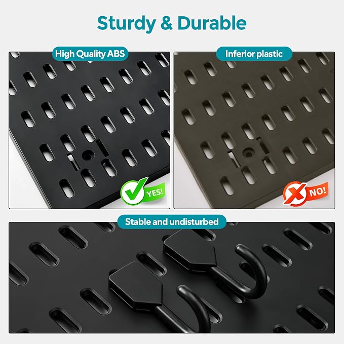Black Peg Board, 24"x36" Pegboard Wall Organizer, Includes 6PCS Black Peg Boards and Accessories, Plastic Peg Board Panels for Craft Room, Office, Kitchen, Gaming Room