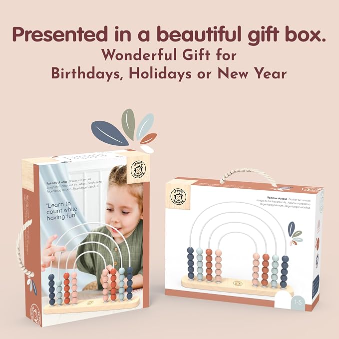 Wooden Roller Abacus Toy, Colorful Beads, Develops Hand-Eye Coordination, Color Recognition & Creativity, Smooth Sliding on Stainless Steel Rods, Non-Toxic Paint, Ideal for Kids | colorful sliding beads, roller abacus, wooden bead maze, montessori toys...