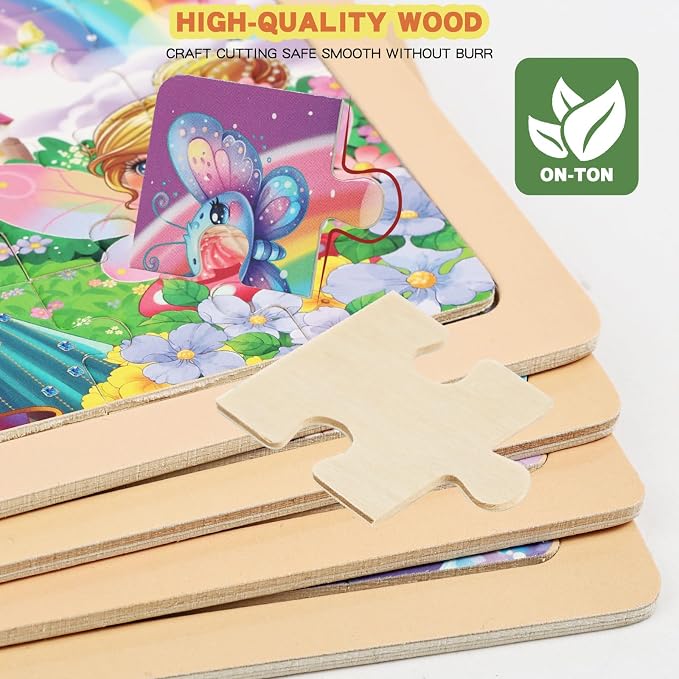 Wooden Puzzles Toys for Kids Ages 3-5, Set of 4 Packs with 24-Piece Unicorn Mermaid Princess Wood Jigsaw Puzzles, Preschool Educational Brain Teaser Toys for Girls 3 4 5 6 Years Old.
