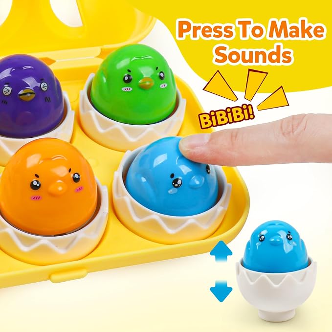Egg Toys for Toddlers 1-3,Montessori Geometric Eggs Early Preschool Educational Learning Fine Motor Skills Color Sorting Satcking Travel Bingo Puzzle Matching Games for Kids Boys Girls