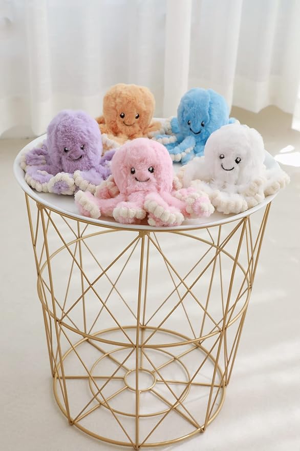 Fluffy Octopus Stuffed Animal Hugging Pillow Plush Toy Doll Purple,23.6Inch | Sweet Smile Face | 8 Springy Tentacles | No Loose Parts | Machine-wash | Safe Polyester Fill | Sturdy Stitched | Ideal Gift