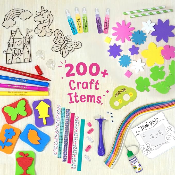 Imagimake Fabulous Craft Kit, 20 Mess-Free Creative Activities for Girls | Learn 5 Unique Art Techniques, Make Bracelets, Suncatchers & More, Birthday Gift for Girls Ages 5,6,7,8,9,10,11,12 Years Old