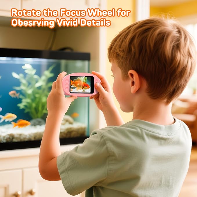 Microscope for Kids with 2.0" IPS Screen Girls Handheld Outdoor Gifts | 1000X Portable STEM Science Lab Toy, Rechargeable Digital Microscope Educational Gift for Girl Age 4-6 8-12, Pink