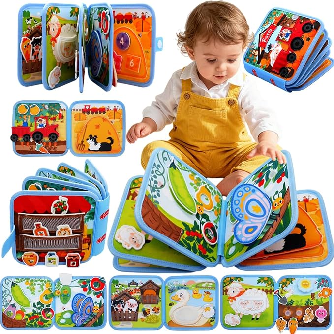 Busy Book for Toddler, Montessori Toys Busy Board, Farm Quiet Book | Travel toys, Learning activity, Travel essential, Boys Girls birthday gift, Soft felt book, BPA-free, Non-toxic, Screen-free